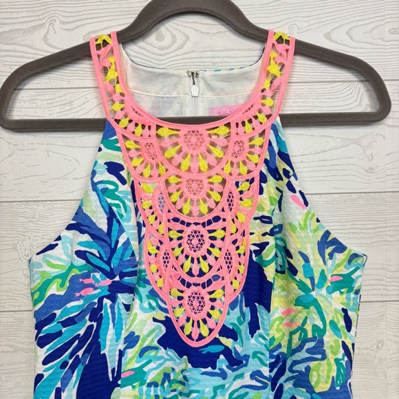 Lilly Pulitzer Pearl Shift Dress Brilliant Blue Wade and Sea Size 6 - Picture 5 of 10